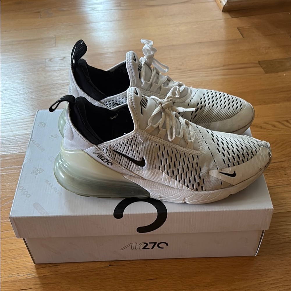 Nike Air Max 270 White and Black Athletic Shoes